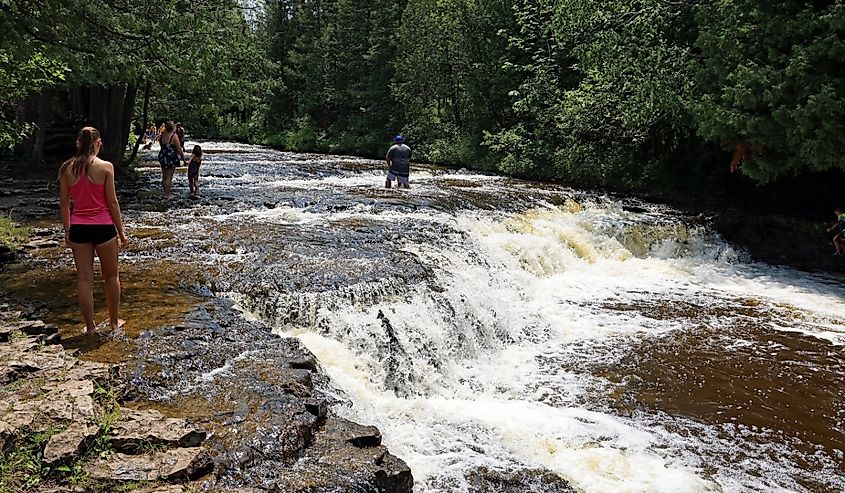 Ocqueoc Falls is the largest waterfall in Michigan's Lower Peninsula, Rogers City, Michigan.