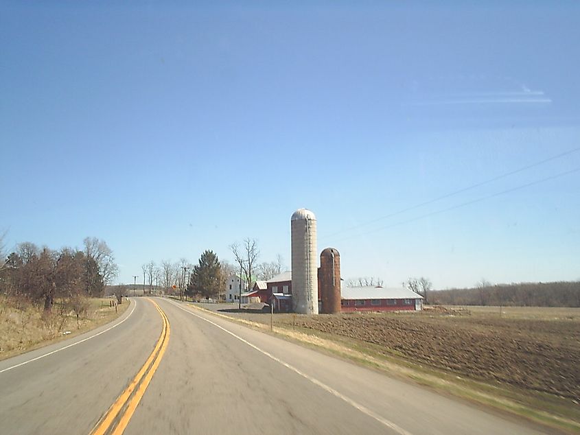 New York State Route 230 heading eastward through the town of Barrington.