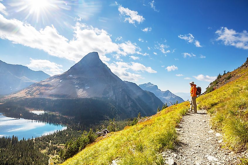 Hiker in Glacier National Park, Montana.
