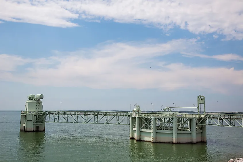 Lake McConaughy overflow structure on the North Platte River near Ogallala, Nebraska