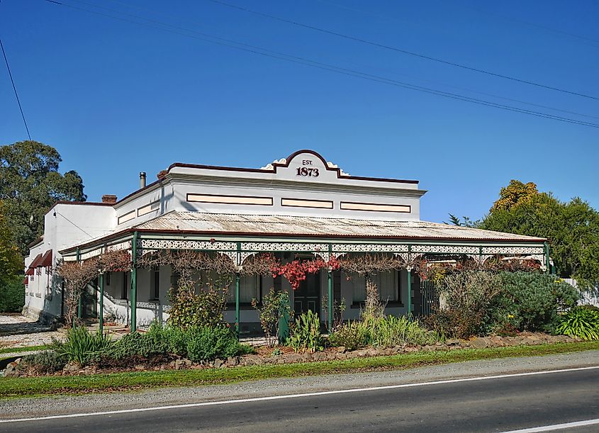 Beautiful historic buildings in Clunes, Victoria, Australia. Editorial credit: lurchman / Shutterstock.com.