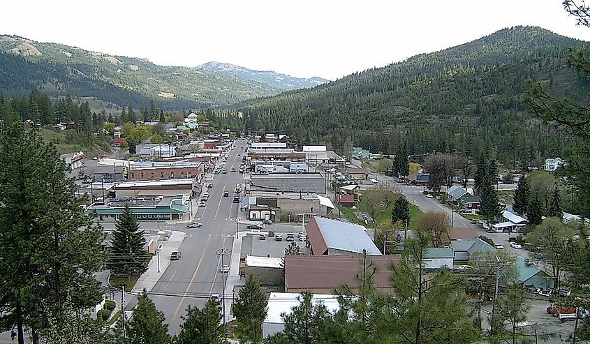 Looking South from Klondike Mountain down Clark Ave, Republic, Washington.