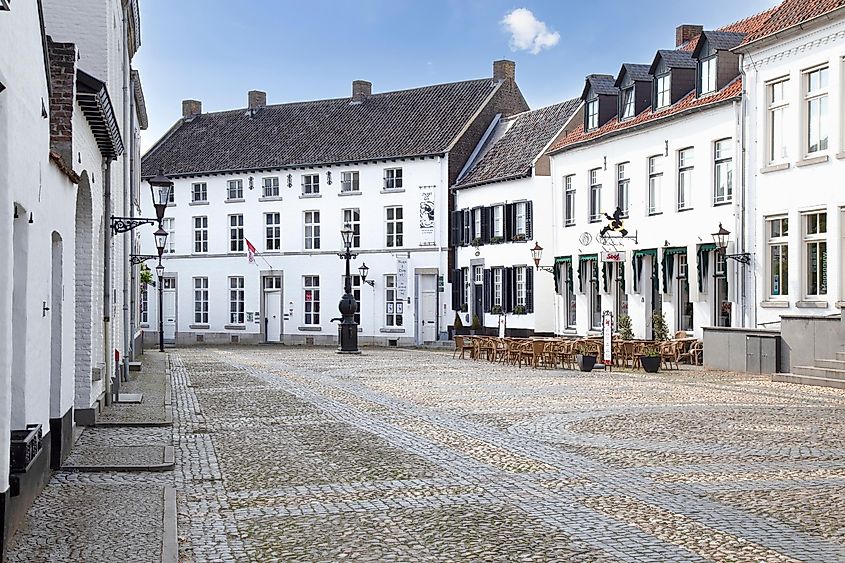 White-painted houses in the town of Thorn, Netherlands.