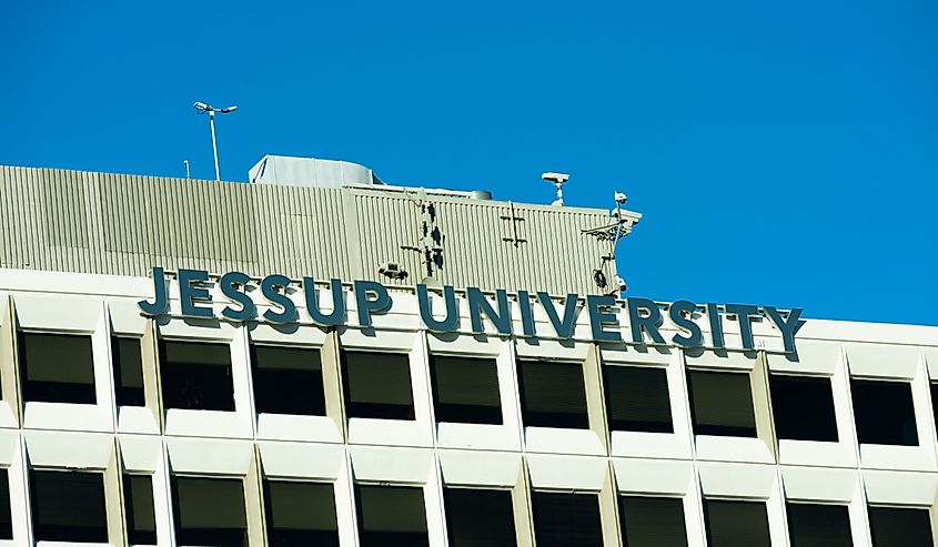Jessup University sign on a Silicon Valley campus of a a private Christian William Jessup University - San Jose, California