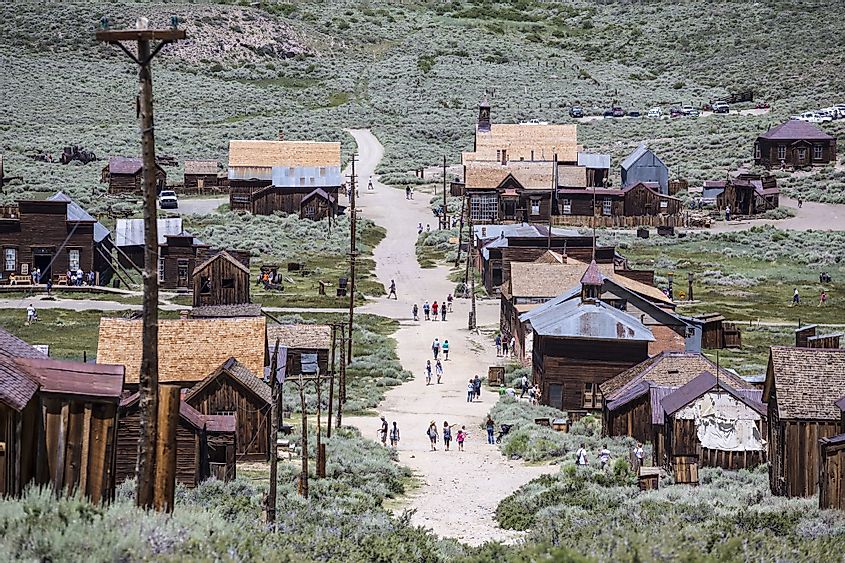 Tourists visiting Bodie State Historic Park