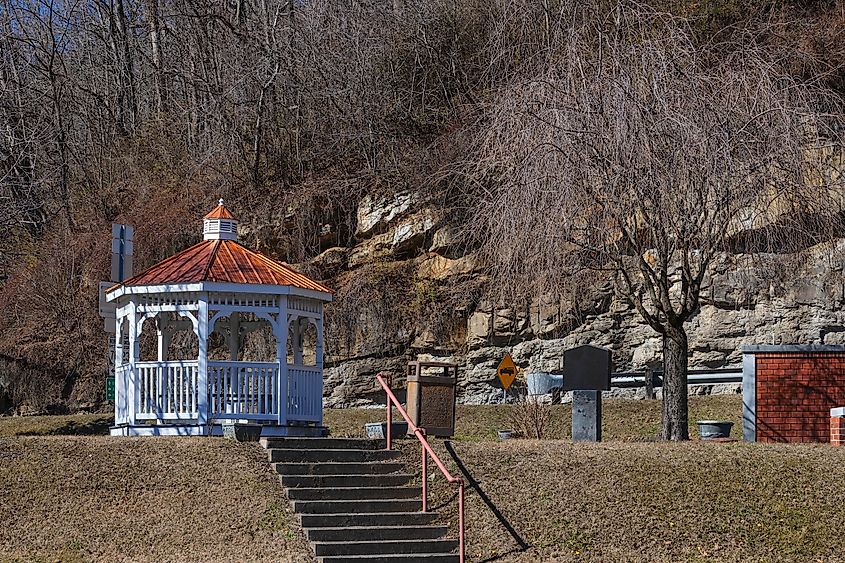 A small public park with a gazebo at the end of main street in downtown Big Stone Gap, Virginia