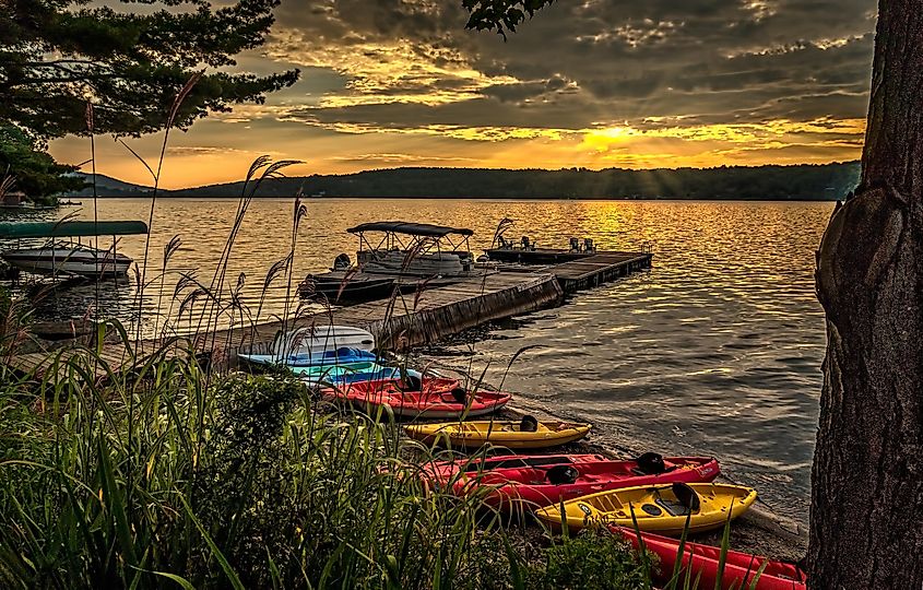 North Hatley, Canada: The sunrises over Lake Missawappi in the Eastern Townships