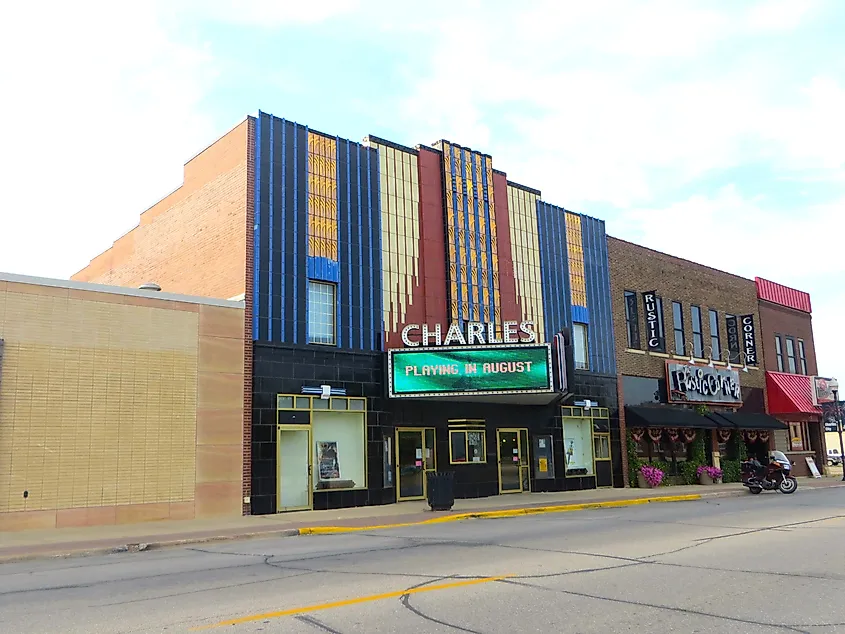 The Charles Theatre on Main Street in Charles City, Iowa
