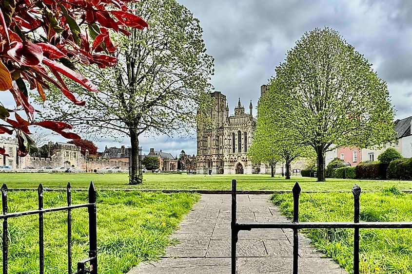 Cathedral Green at Wells, as seen from The Swan Hotel's patio. Image credit: Bryan Dearsley