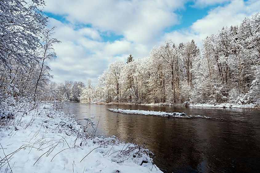 Transfer-ferry across the Gauja river, Latvia