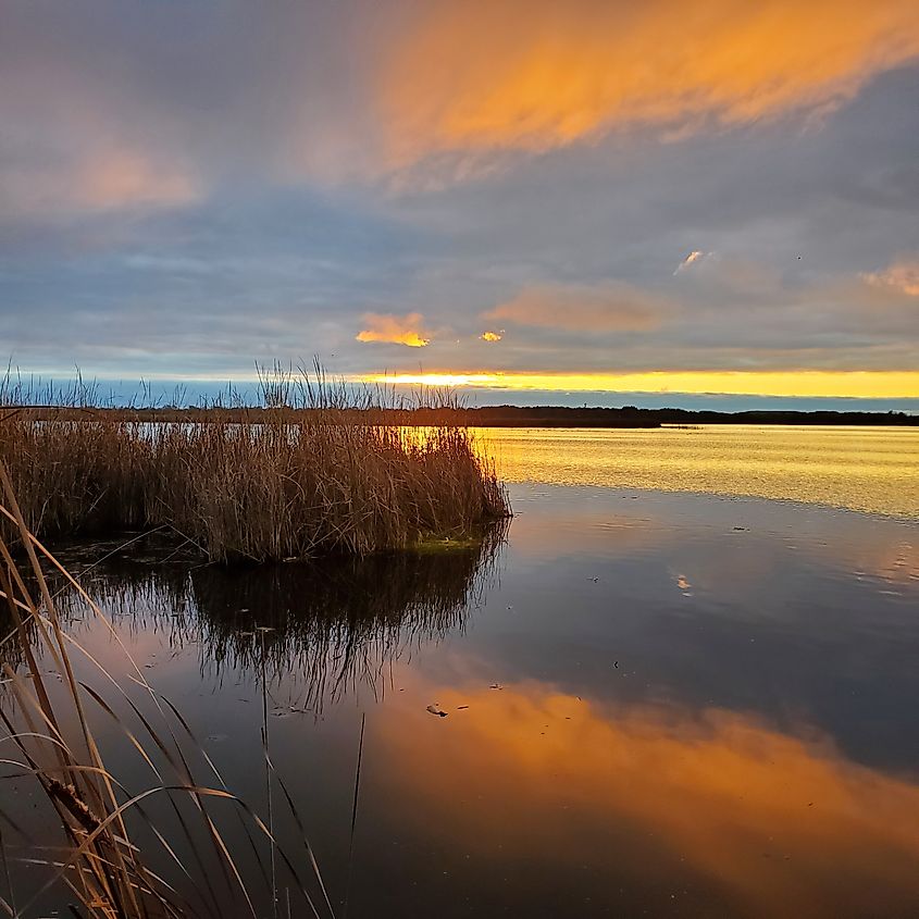 Sunrise view over Lake Muskego in Wisconsin.