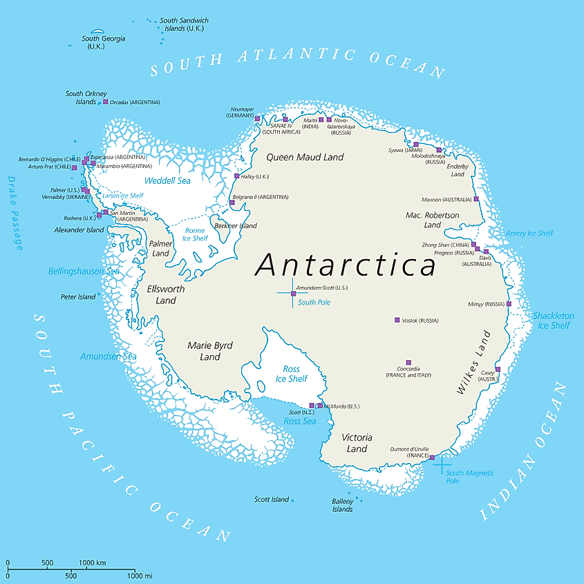 The map of Antarctica