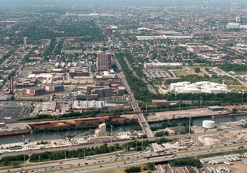 Aerial view of the Cook County Jail complex