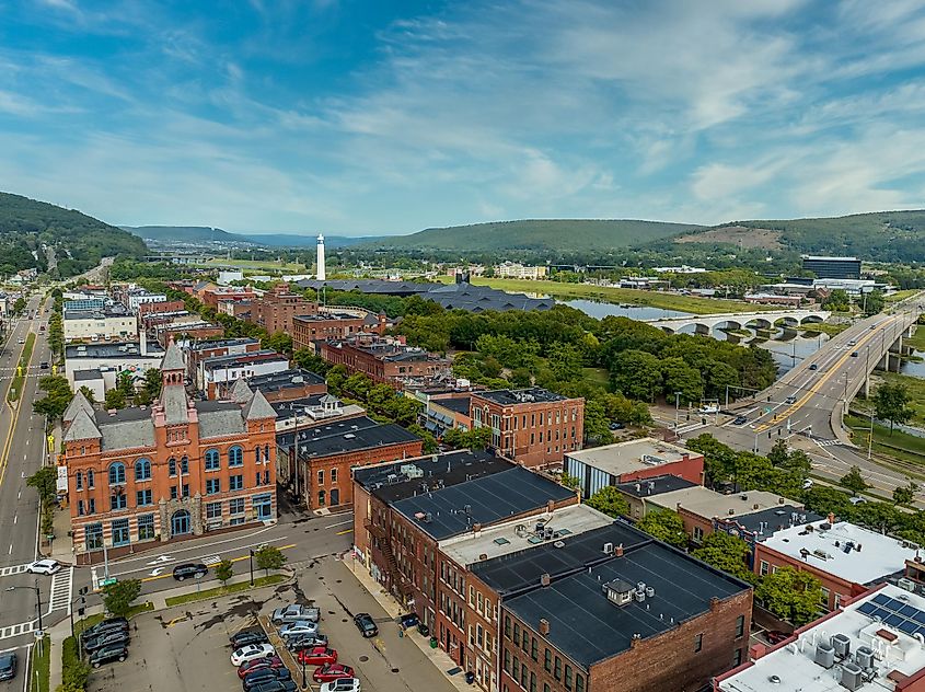 Aerial view of Corning, New York