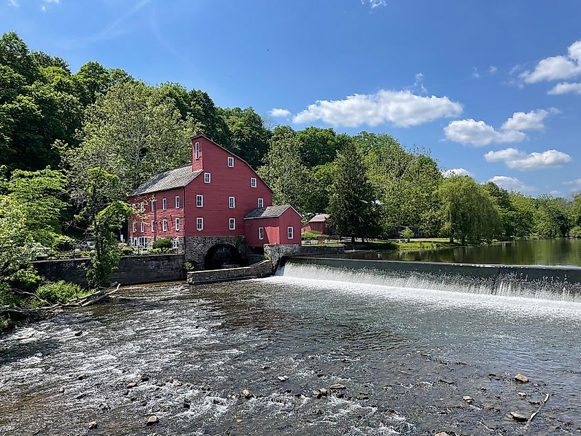 The historic Red Mill in Clinton, New Jersey.