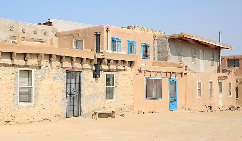 Historic Sky City, Pueblo of Acoma in New Mexico, USA, traditional Indian homes