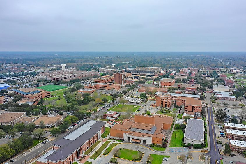 Aerial photo of Southern Mississippi University in Hattiesburg