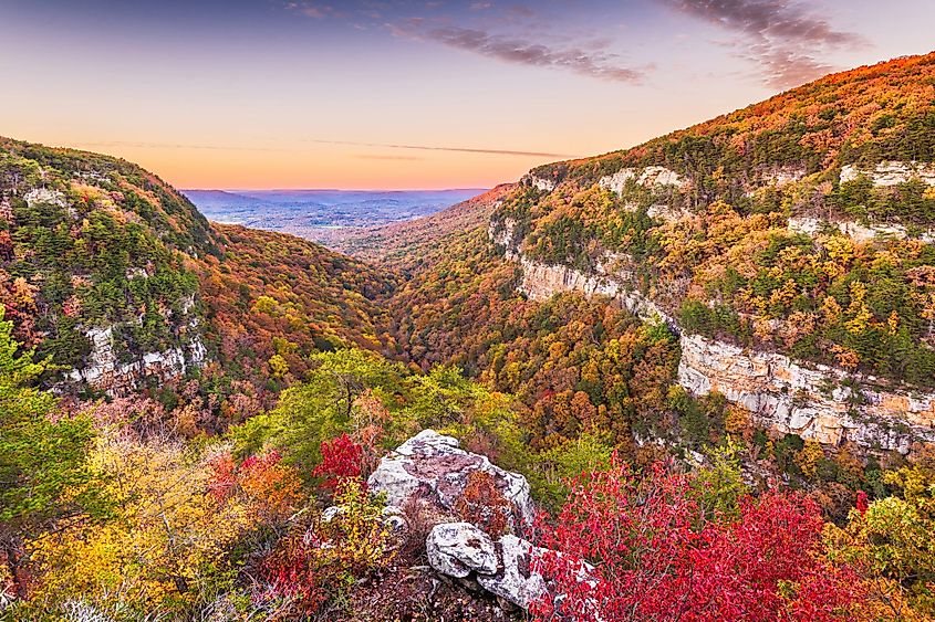 Cloudland Canyon, Georgia, autumn landscape at dusk