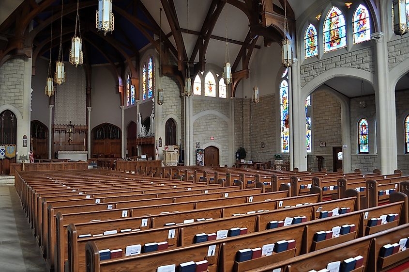 Inside the Grace Episcopal Cathedral in Topeka, Kansas.