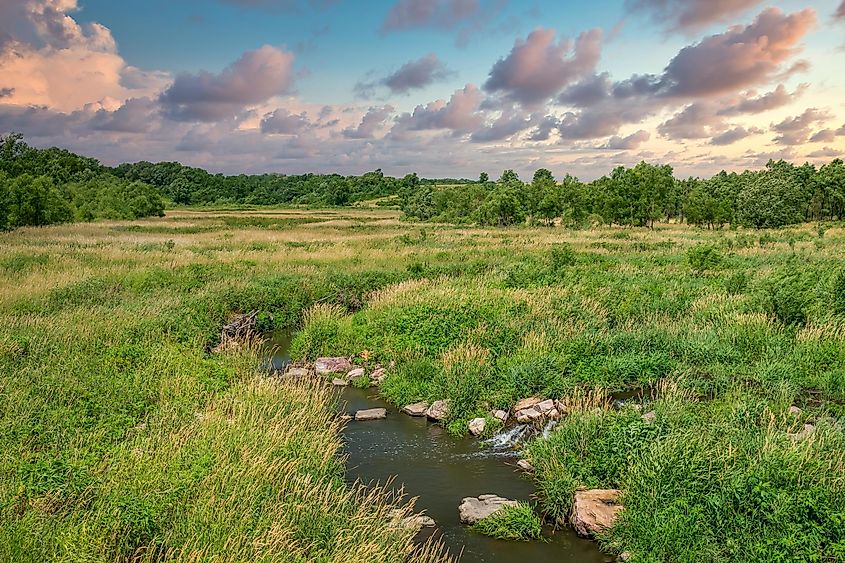 Mound Creek at dusk at Blue Mounds State Park, Minnesota