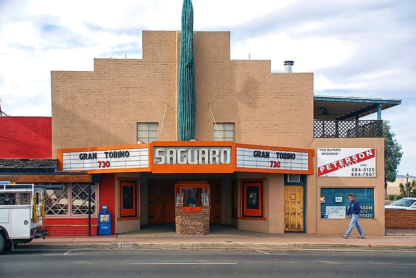 The classic Saguaro Theater on Wickenburg Way in Wickenburg, Arizona. Editorial credit: Paul McKinnon / Shutterstock.com.