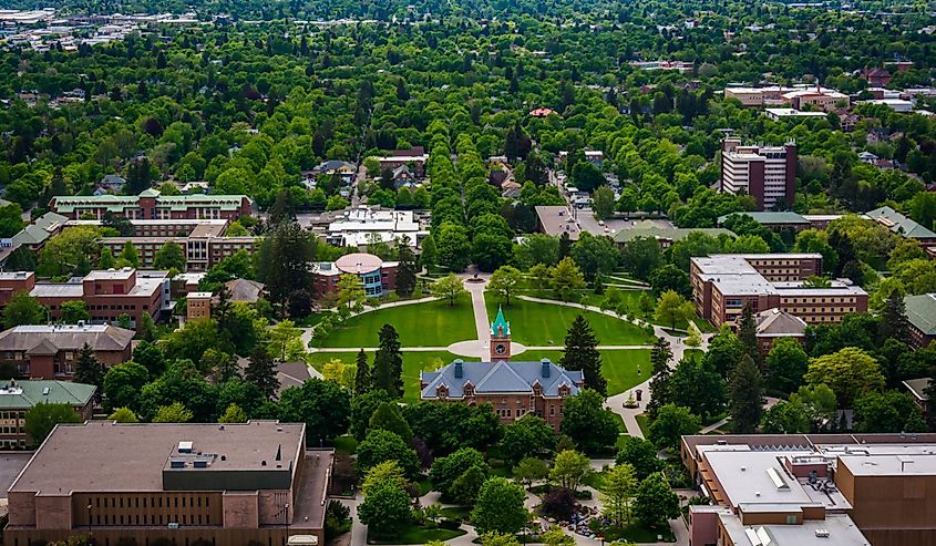 View of University of Montana from Mount Sentinel, in Missoula, Montana.