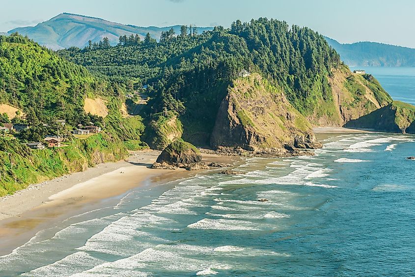 A scenic view of the Oregon coast in Tillamook County, Oregon. 