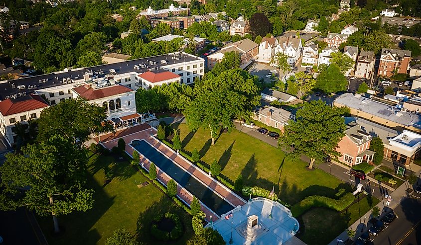 Aerial view of Morristown, New Jersey. 