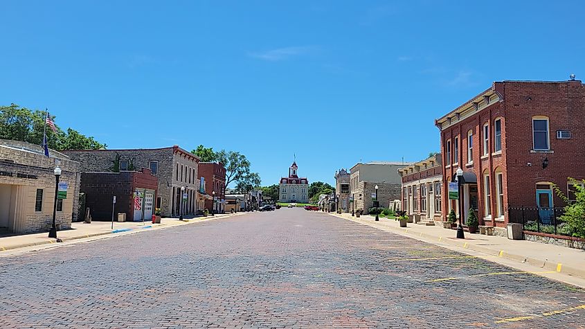 View of downtown Cottonwood Falls in Kansas.