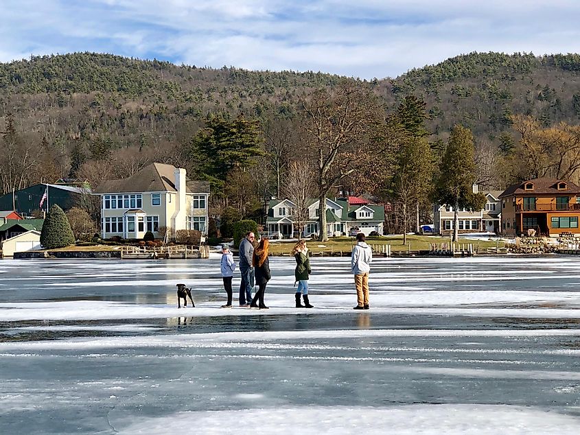 Frozen Lake George in New York