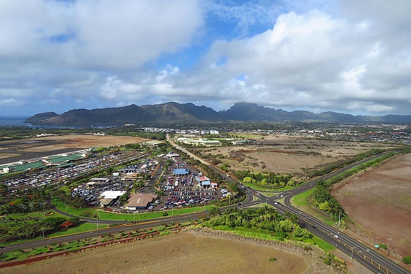 Aerial view of Lihue, Kauai, Hawaii