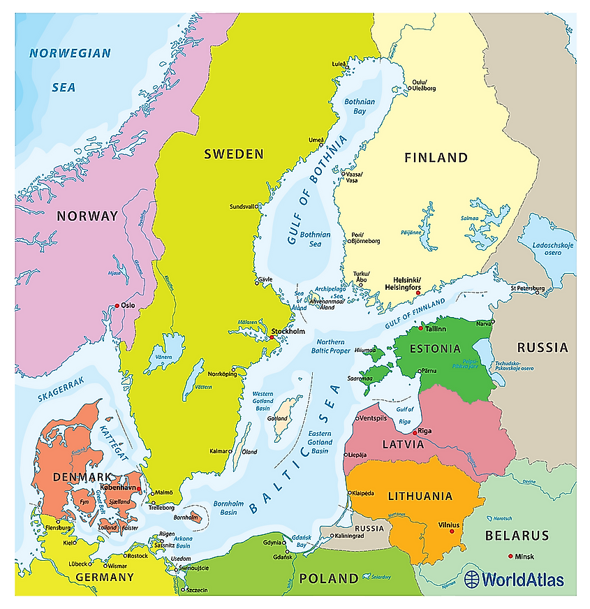 Карта государств балтийского моря. Балтийское море карта с городами. Границы Балтийского моря на карте. Карта восточного побережья Балтийского моря. Балтийское море политическая карта.