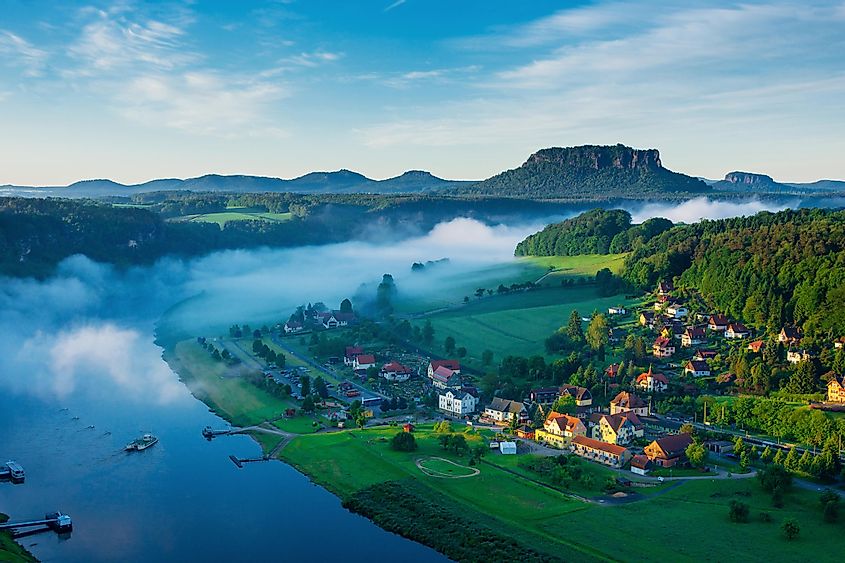 The Elbe River flowing through the beautiful German countryside.