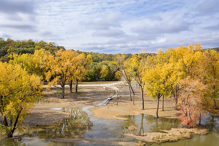 Fall colors in Brownville, Nebraska.