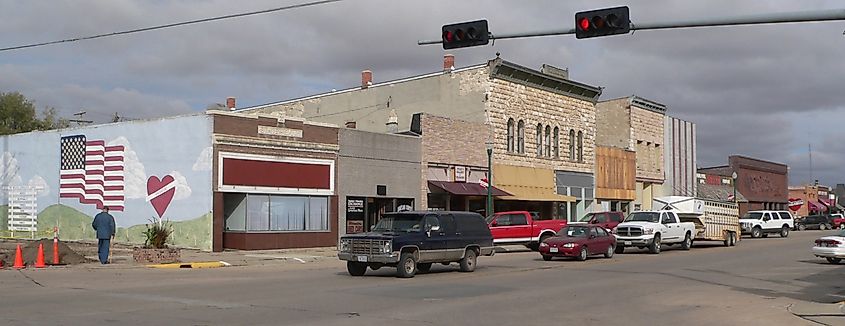 Downtown Valentine, Nebraska, featuring the west side of Main Street.