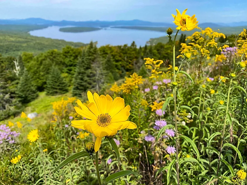 The beautiful Rangeley Lake in Rangeley, Maine.