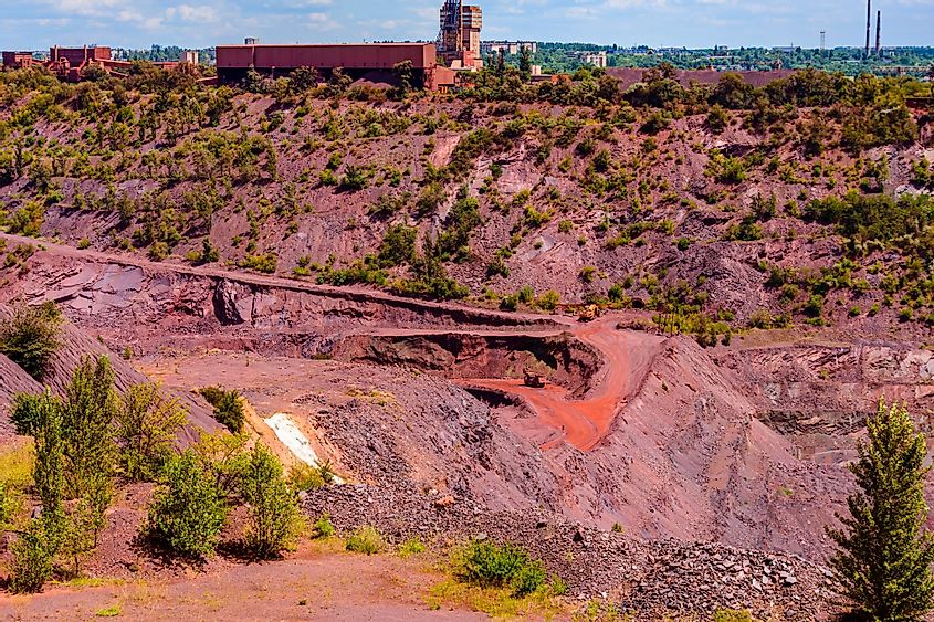 View of an iron ore quarry in Kryvyi Rih, Ukraine. 