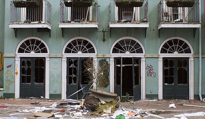 A view inside the abandoned New Orleans Six Flags that was destroyed by hurricane Katrina