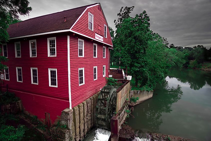 The historic Red Grist Mill in War Eagle, Arkansas.