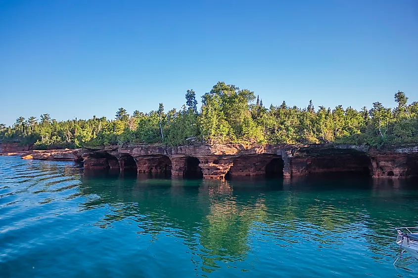 Beautiful Sea Caves on Devil's Island in the Apostle Islands National Lakeshore, Lake Superior, Wisconsin