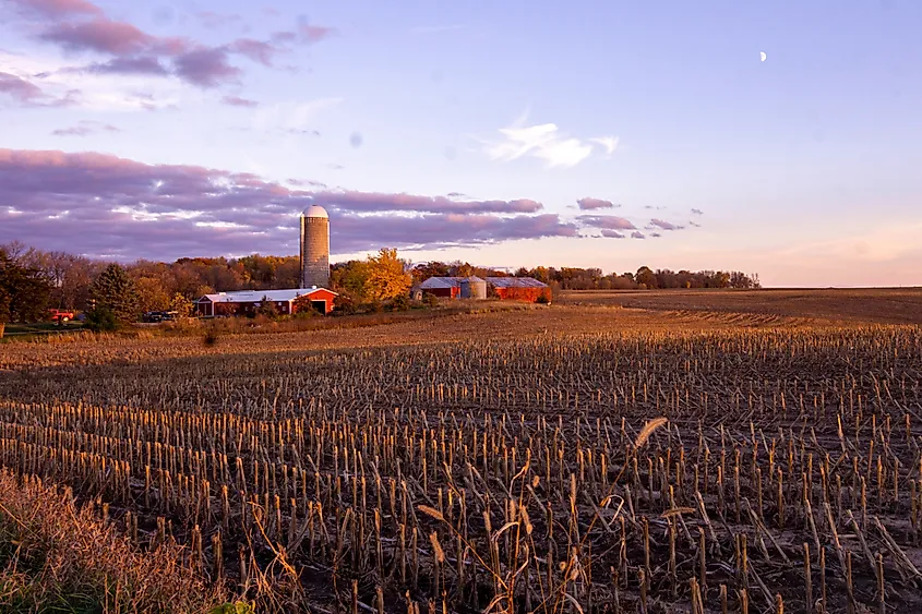  Sunset on a farm in Somerset, Wisconsin. 