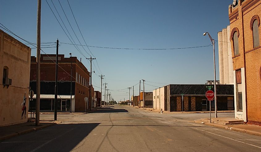 Empty Streets in Old Town of Hollis Oklahoma