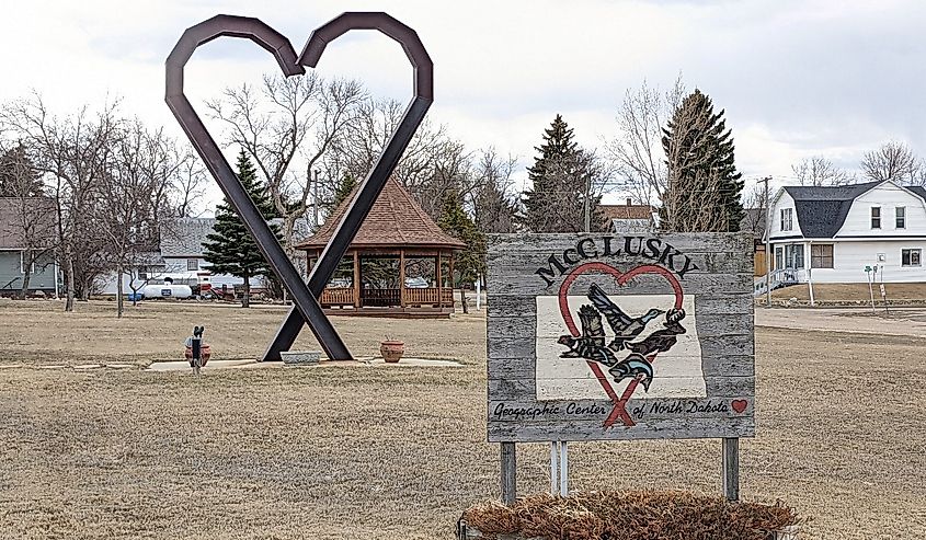 Heart of McClusky statue. 