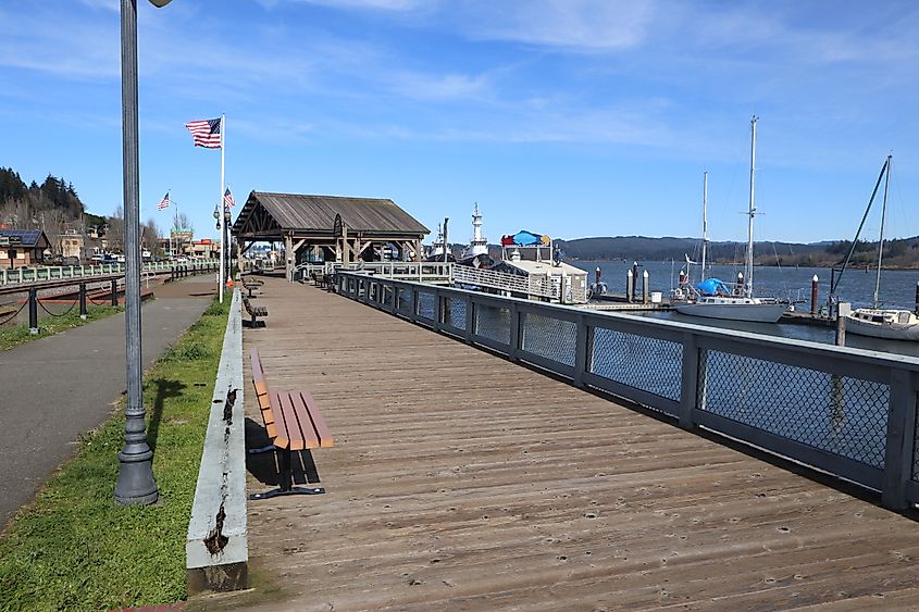 The boardwalk at Coos Bay, Oregon.