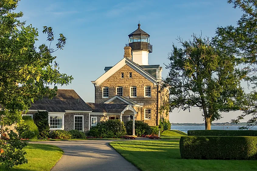 Old lighthouse at Morgan Point in Noank, Connecticut