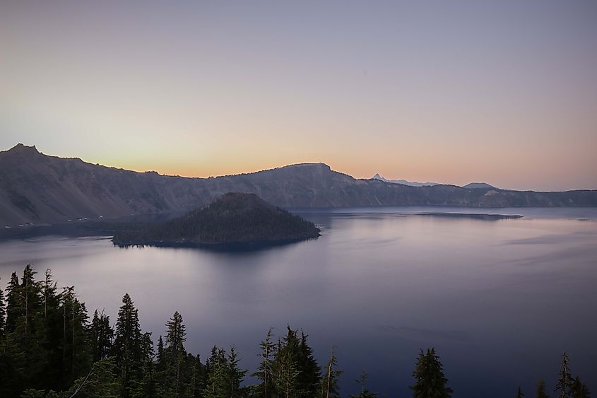 Dusk view from Crater Lake's rim.
