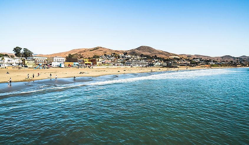 Cayucos beach, located on colorful Estero Bay on the Central California Coast