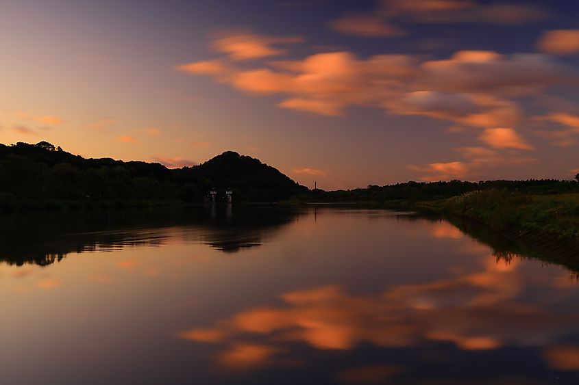 Kitakami City, Iwate Prefecture, River at dawn