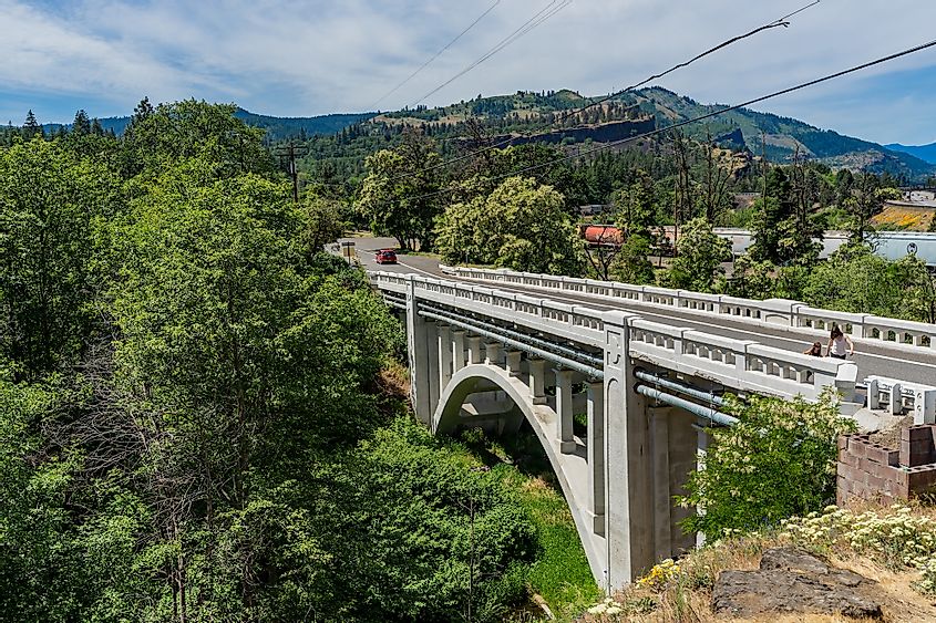 A bridge across the gorge in Mosier, Oregon.