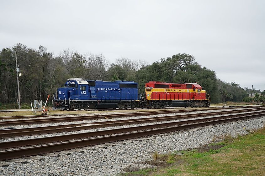 Florida East Coast Railway Locomotives in New Smyrna Beach, Florida